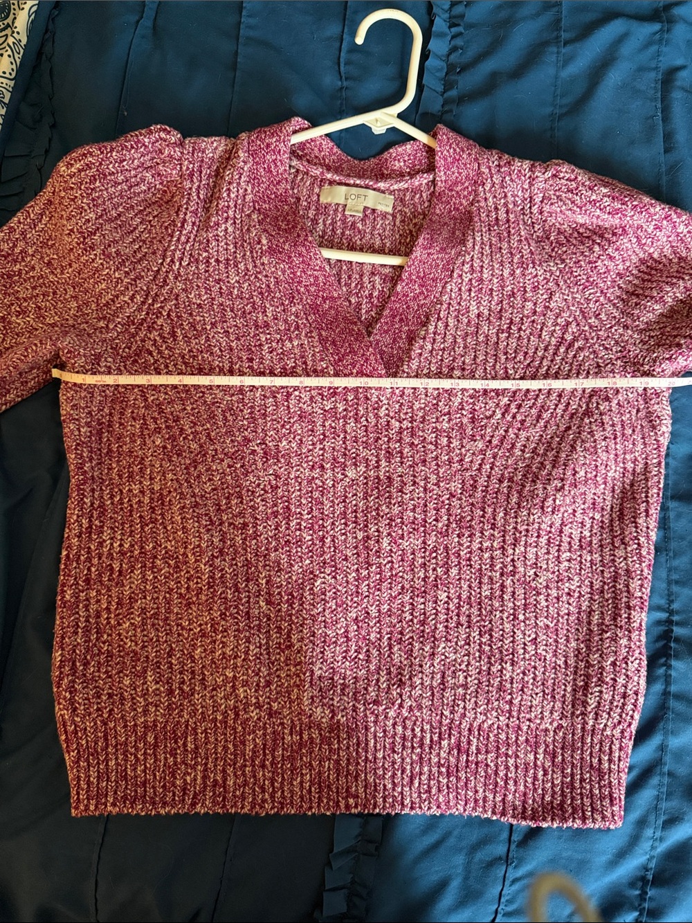 LOFT Marled Pink V-Neck Sweater